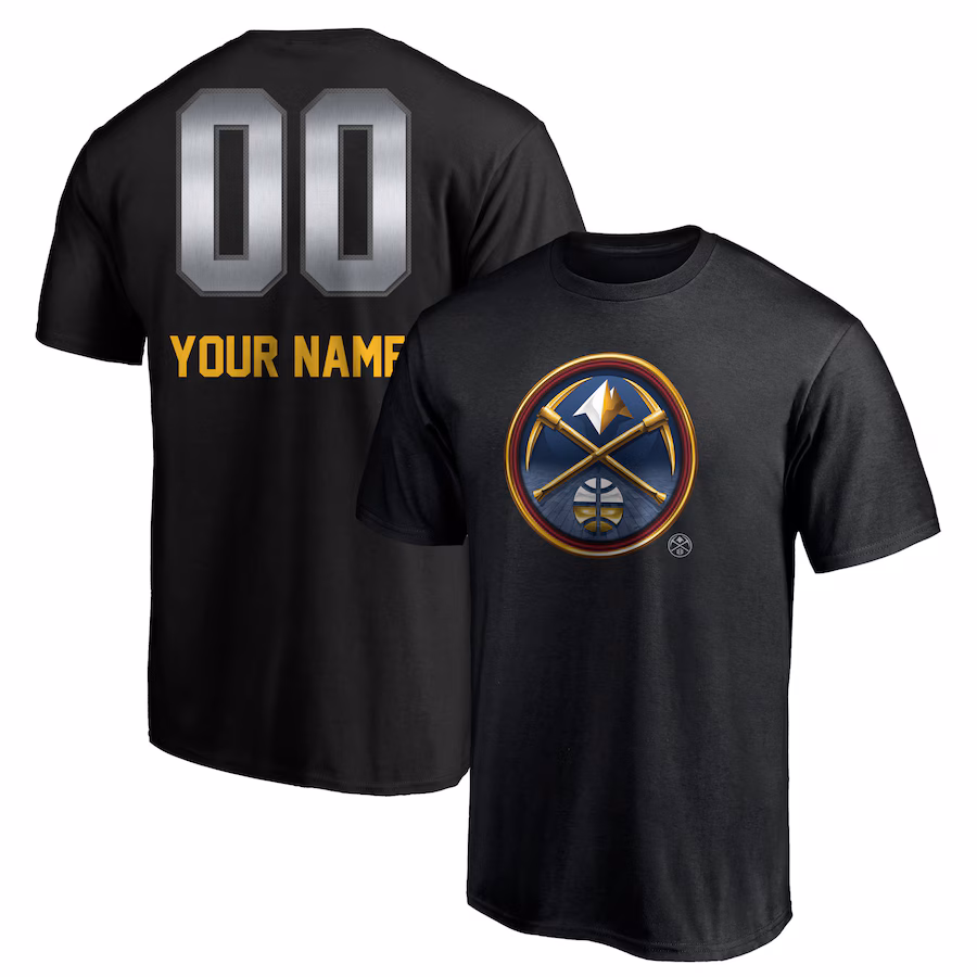 Men's Denver Nuggets Black Midnight Mascot Personalized Name & Number T-Shirt - ujerseystore