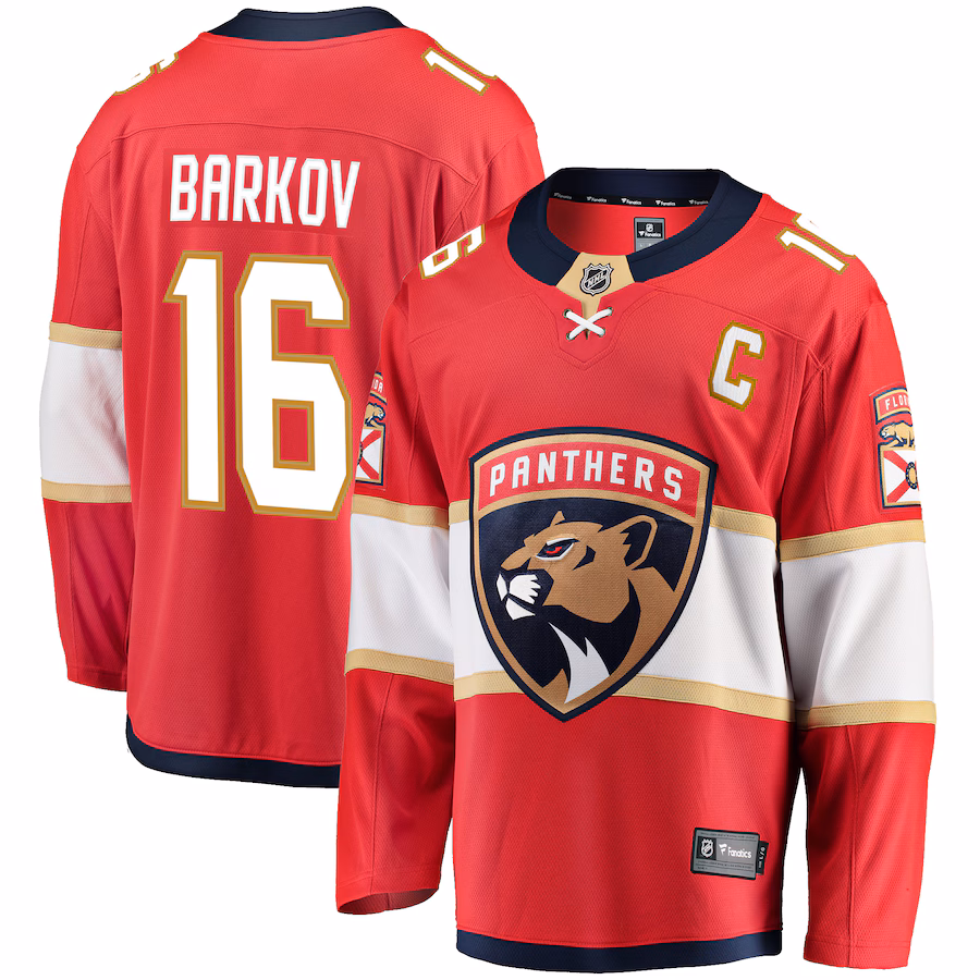 Men's Florida Panthers Aleksander Barkov Fanatics Red Captain Patch Home Breakaway Jersey - ujerseystore