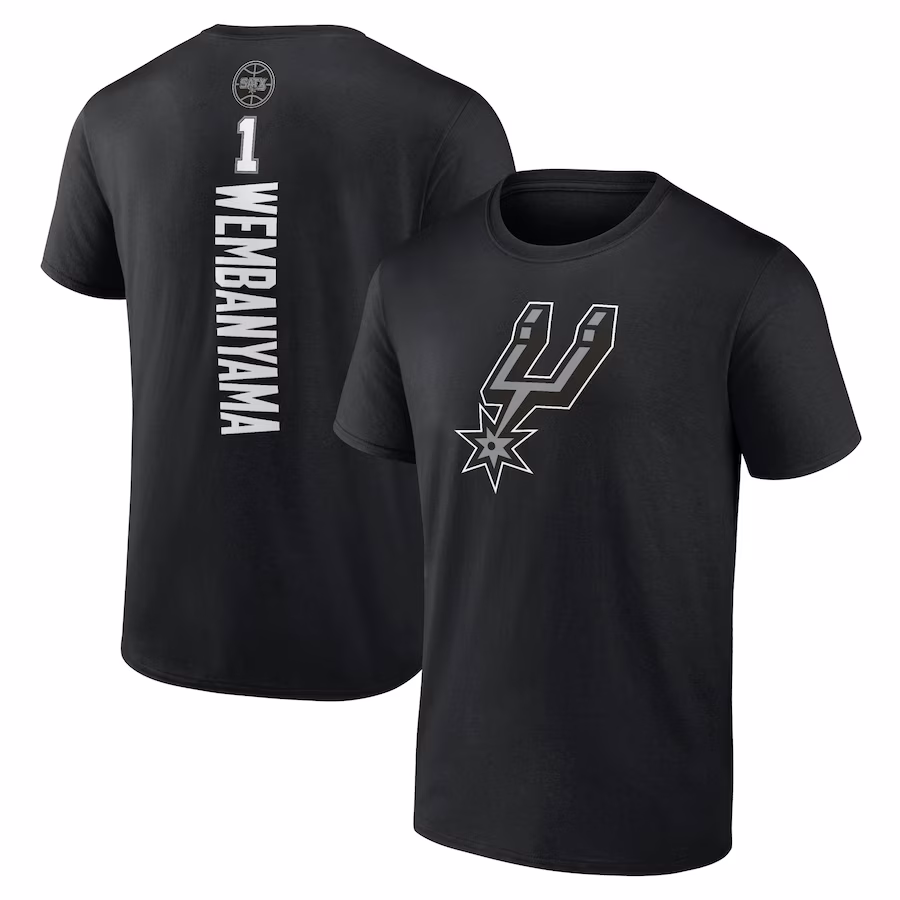 Men's San Antonio Spurs Victor Wembanyama Black Playmaker Name & Number T-Shirt - ujerseystore