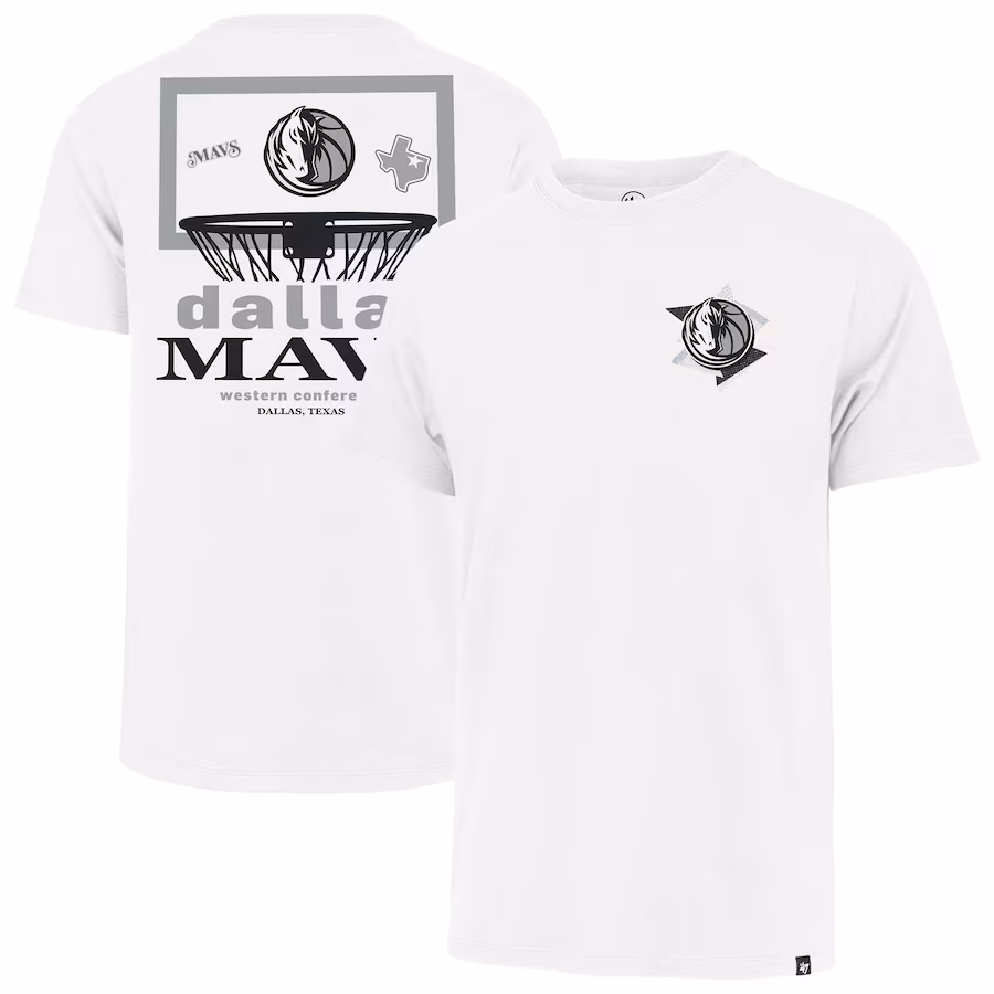 Men's Dallas Mavericks  '47 White City Edition Backboard Franklin T-Shirt - ujerseystore
