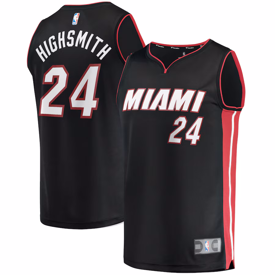 Men's Miami Heat Haywood Highsmith Fanatics Black 2021/22 Fast Break Replica Jersey - Icon Edition - ujerseystore