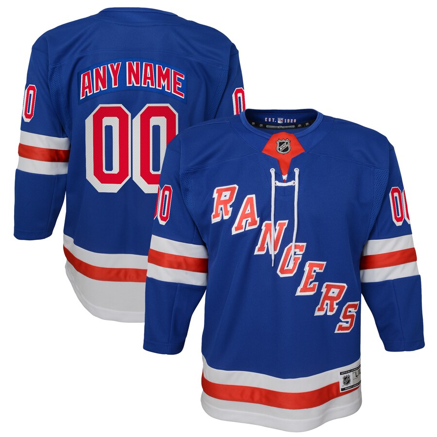 Youth New York Rangers Blue Home Premier Custom Jersey - ujerseystore