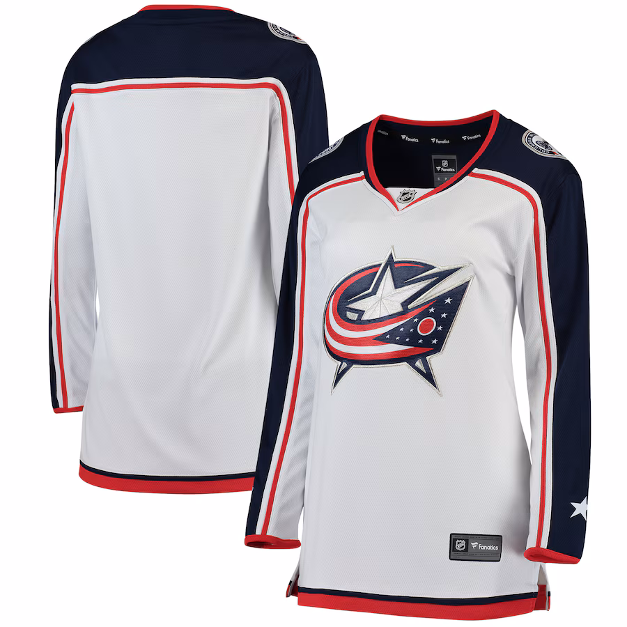 Women's Columbus Blue Jackets Fanatics White Away Breakaway Jersey - ujerseystore