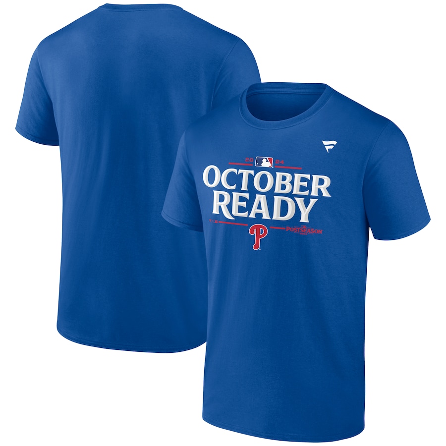 Men's Philadelphia Phillies Fanatics Royal 2024 MLB Postseason Locker Room T-Shirt - ujerseystore