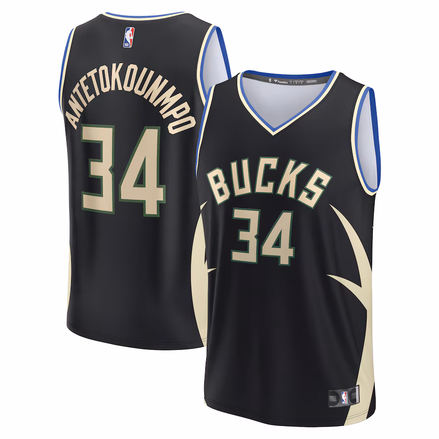 Men's Milwaukee Bucks Giannis Antetokounmpo Fanatics Black Fast Break Replica Player Jersey - Statement Edition - ujerseystore