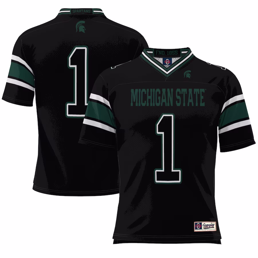 #1 Michigan State Spartans GameDay Greats Endzone Football Jersey - Black - ujerseystore