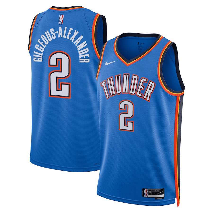 Unisex Oklahoma City Thunder Shai Gilgeous-Alexander Nike Blue Badge Swingman Replica Jersey - Icon Edition - ujerseystore