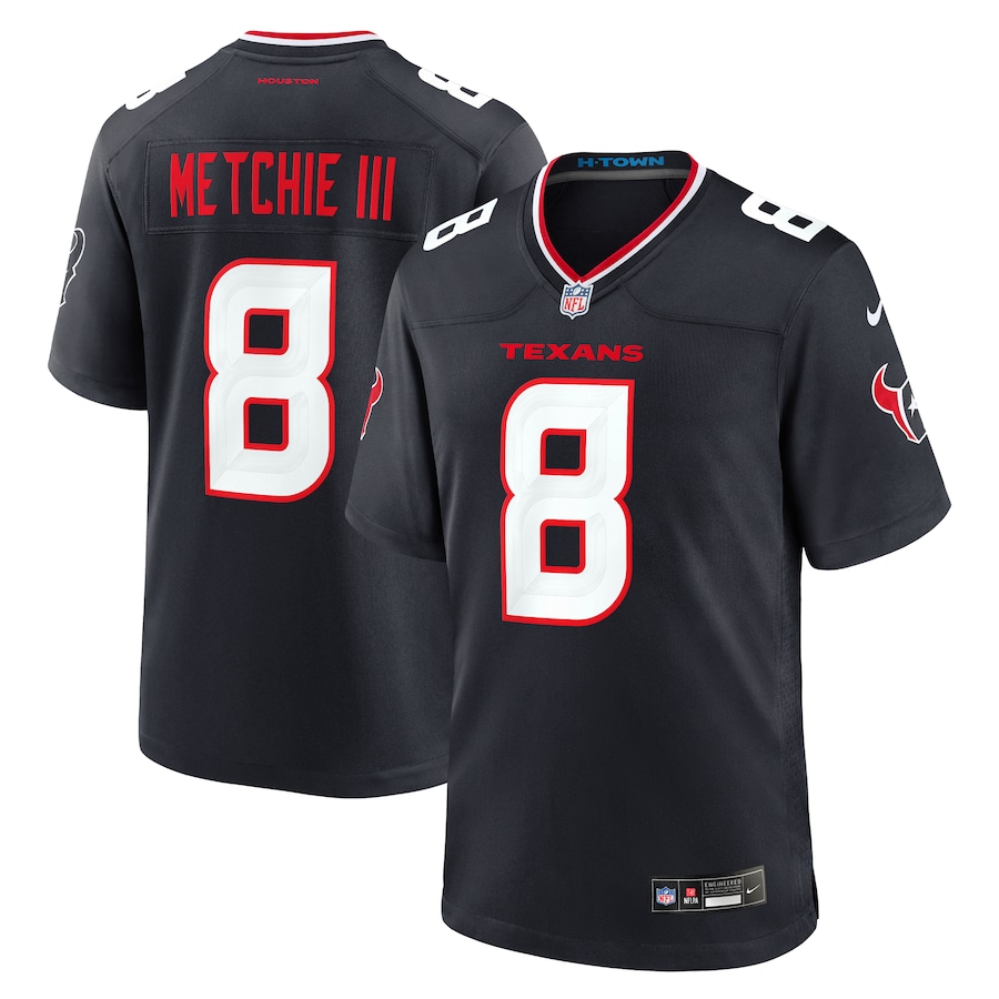 Men's Houston Texans John Metchie III Nike Navy Team Game Jersey - ujerseystore
