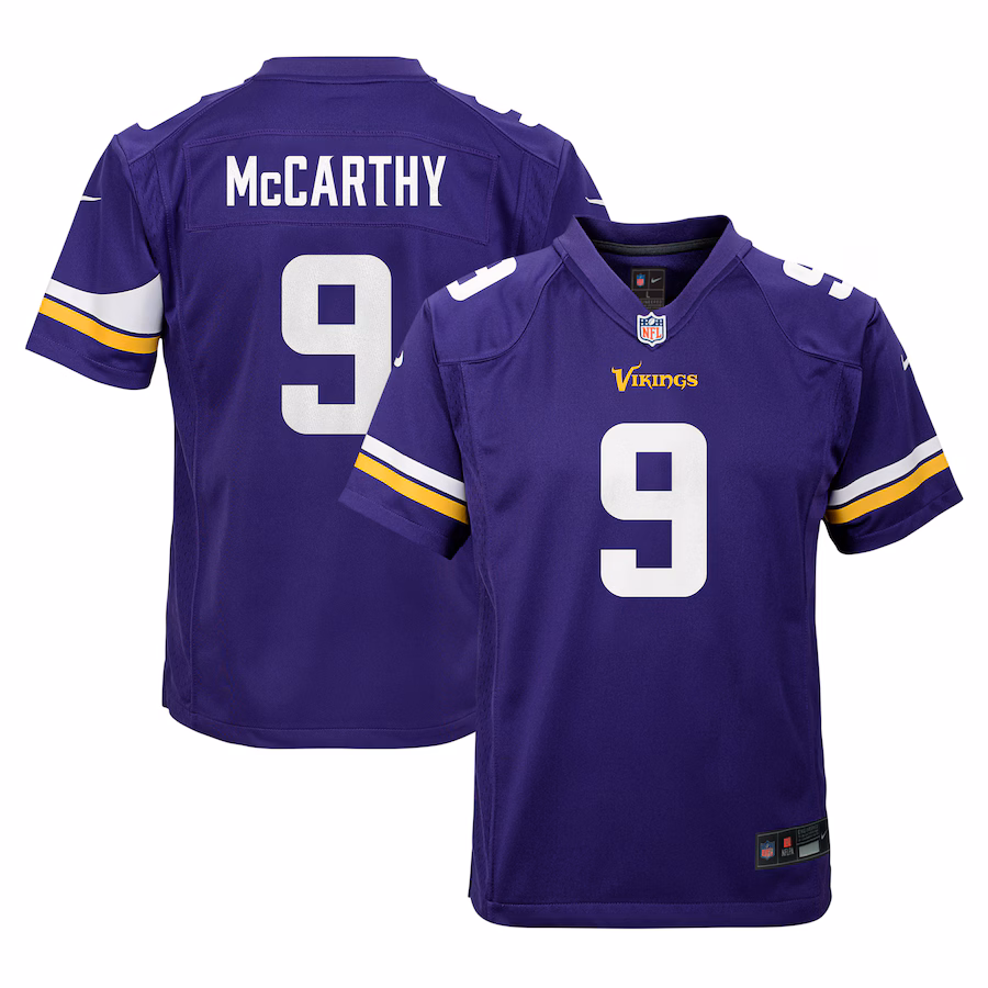 Youth Minnesota Vikings J.J. McCarthy Nike Purple Team Player Game Jersey - ujerseystore