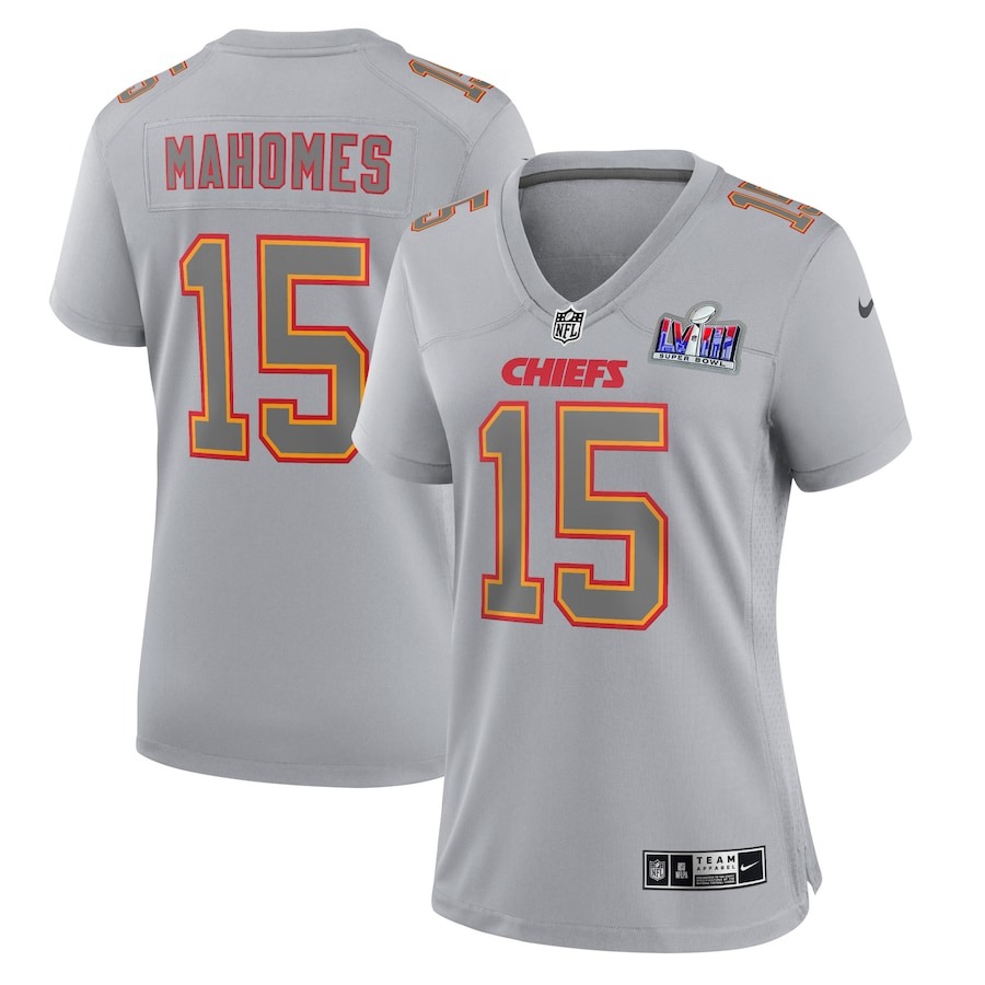 Women's Kansas City Chiefs Patrick Mahomes Nike Gray Super Bowl LVIII Atmosphere Fashion Game Jersey - ujerseystore