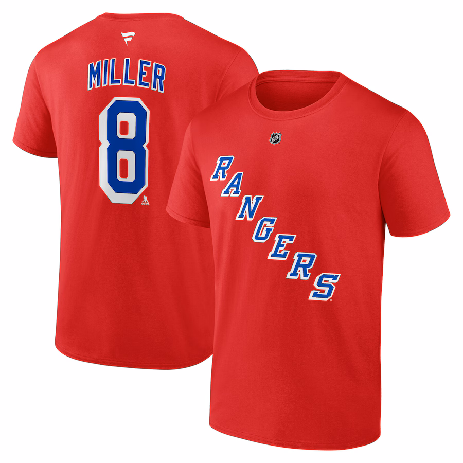 Men's New York Rangers J.T. Miller Fanatics Red Authentic Stack Name & Number T-Shirt - ujerseystore