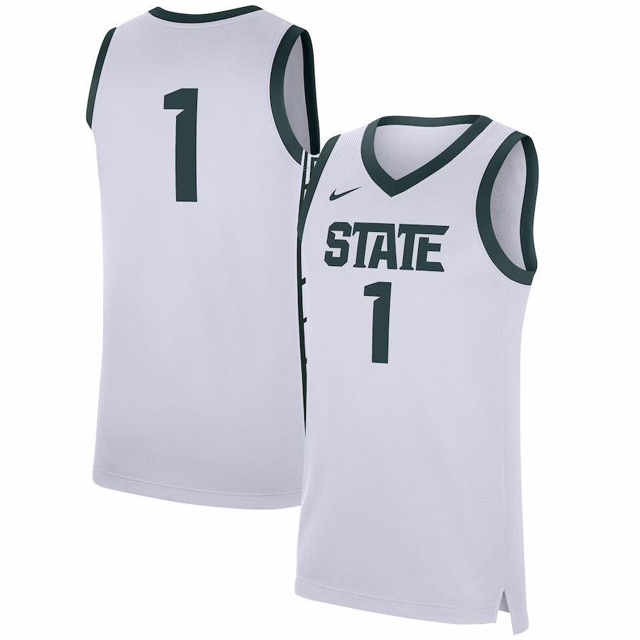 #1 Michigan State Spartans Nike Replica Jersey - White - ujerseystore