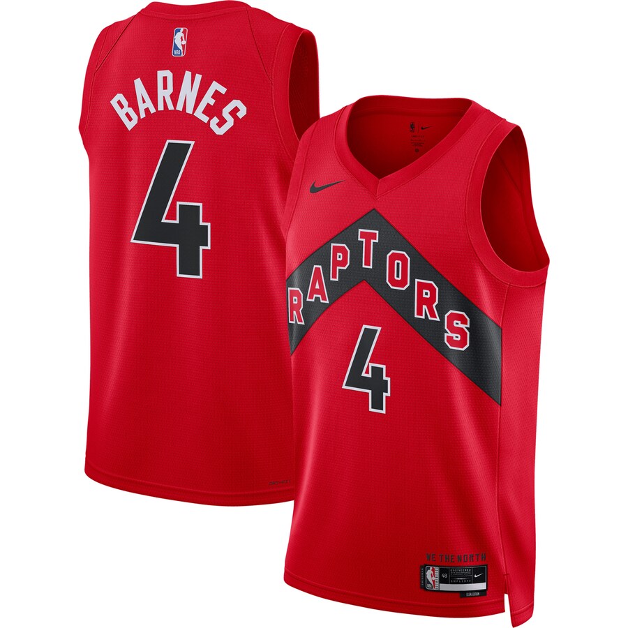 Unisex Toronto Raptors Scottie Barnes Nike Red Swingman Jersey - Icon Edition - ujerseystore