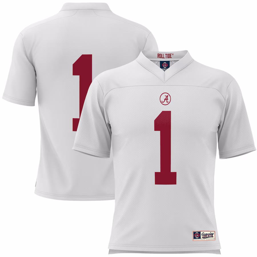 #1 Alabama Crimson Tide GameDay Greats Youth Football Jersey - White - ujerseystore