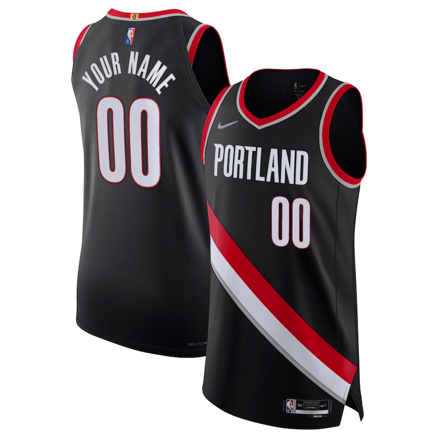 Men's Portland Trail Blazers Nike Black 2021/22 Diamond Authentic Custom Jersey - Icon Edition - ujerseystore