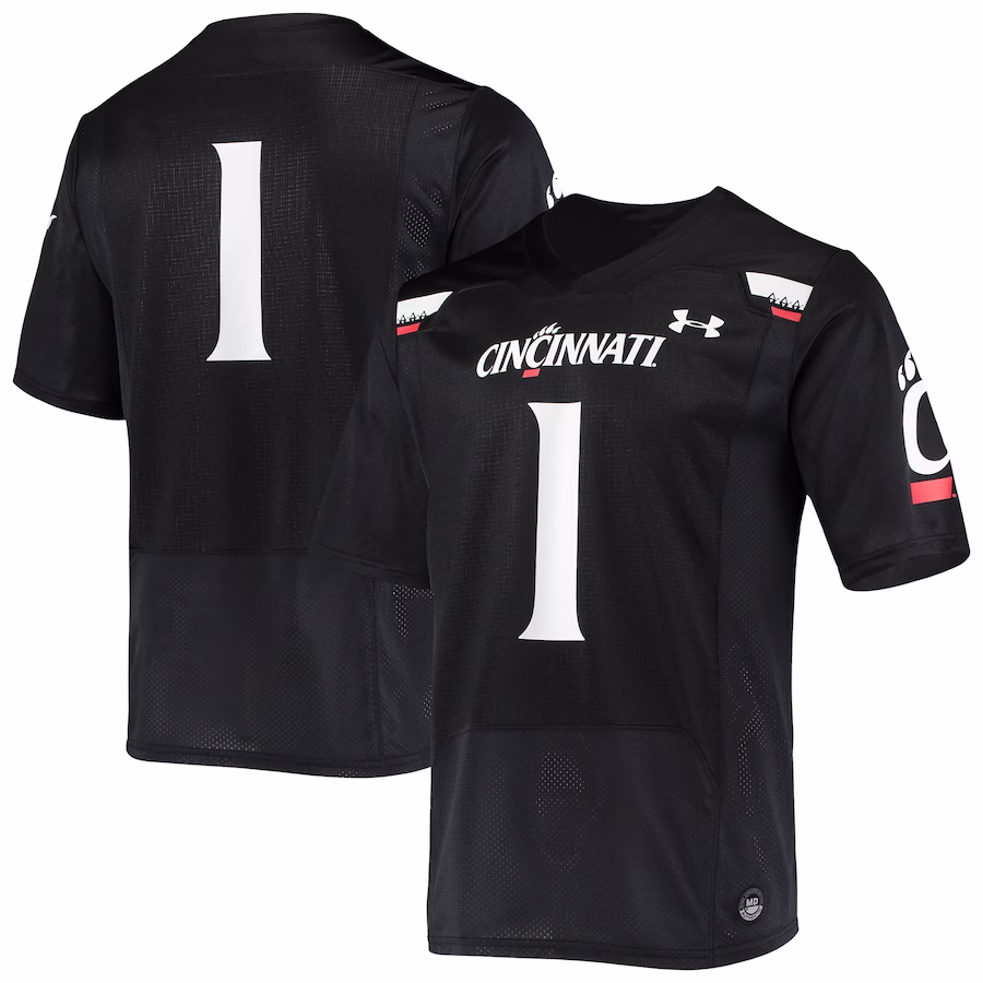 #1 Cincinnati Bearcats Under Armour Logo Replica Football Jersey - Black - ujerseystore