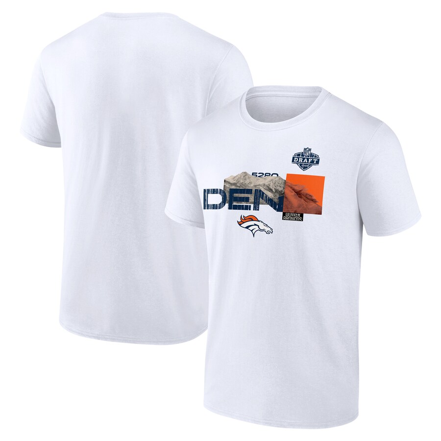 Men's Denver Broncos White 2025 NFL Draft T-Shirt - ujerseystore