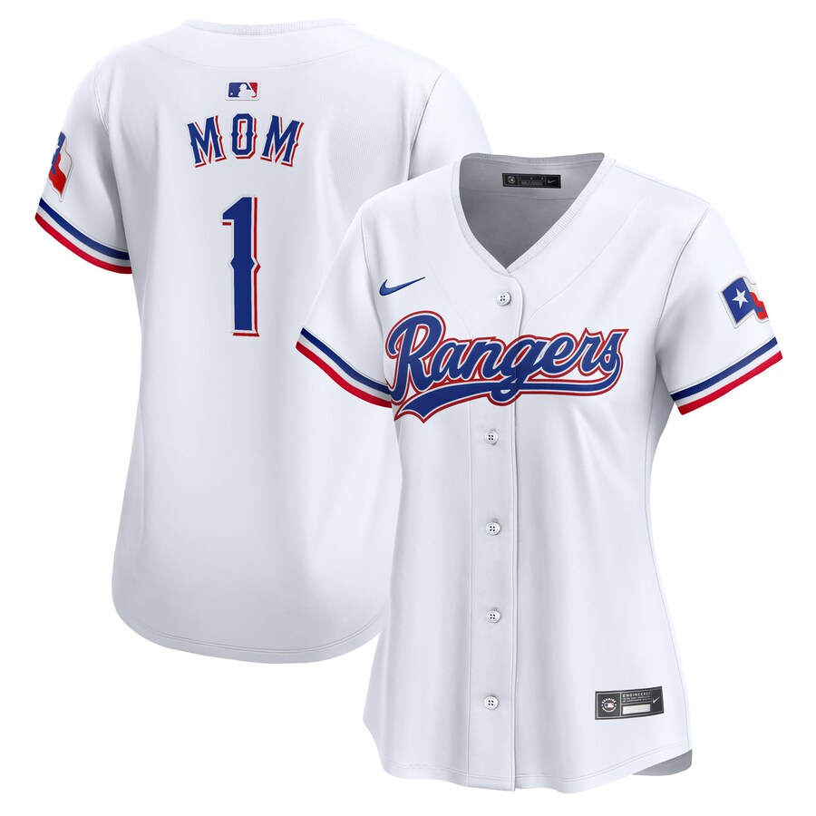 Women's Texas Rangers Nike White #1 Mom Home Limited Jersey - ujerseystore