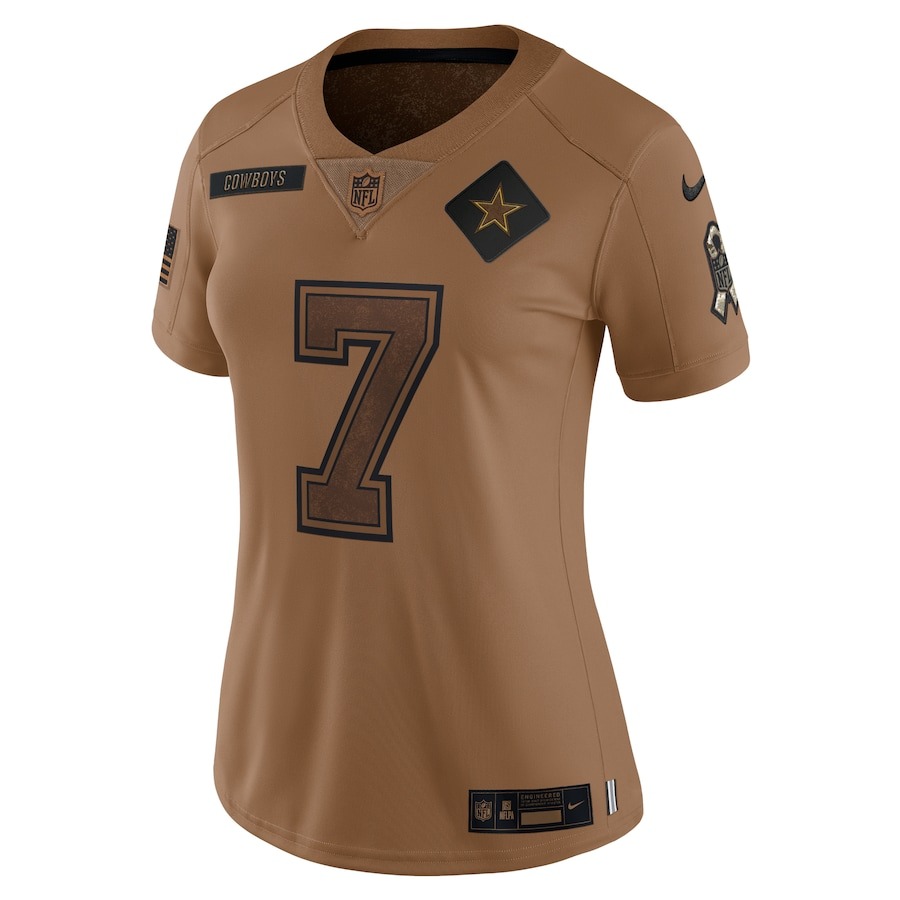 Women's Dallas Cowboys Trevon Diggs Nike Brown 2023 Salute To Service Limited Jersey - ujerseystore