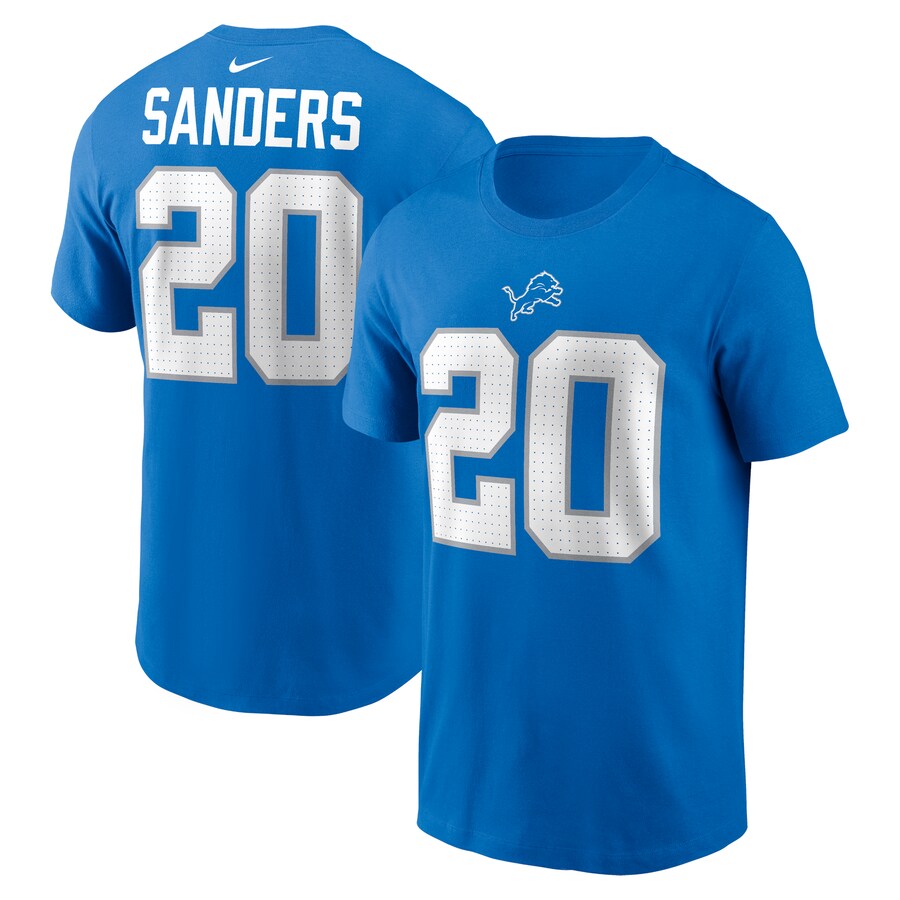 Men's Detroit Lions Barry Sanders Nike Blue Retired Player Name & Number T-Shirt - ujerseystore