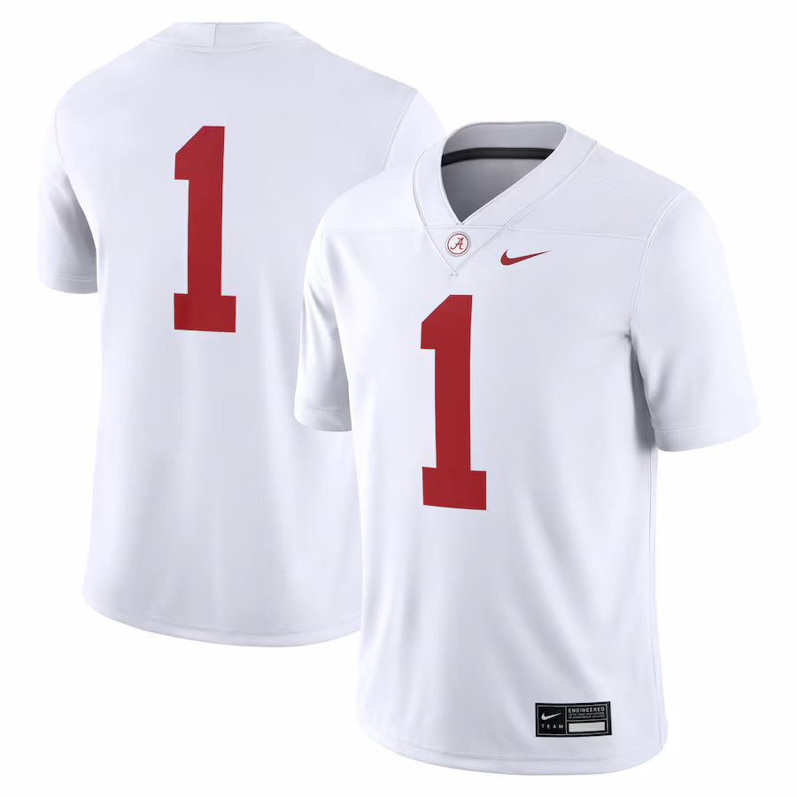 #1 Alabama Crimson Tide Nike Game Jersey - White - ujerseystore