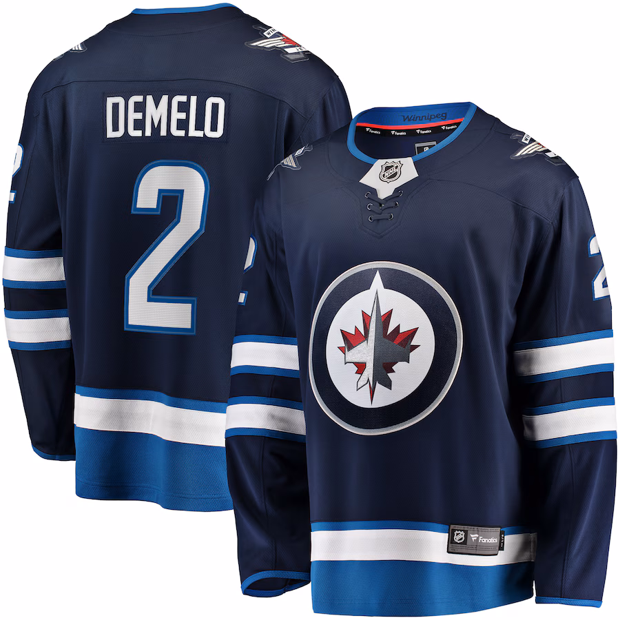 Men's Winnipeg Jets Dylan DeMelo Fanatics Navy Breakaway Player Jersey - ujerseystore