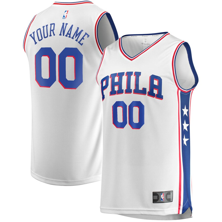 Men's Philadelphia 76ers Fanatics White Fast Break Custom Replica Jersey - Association Edition - ujerseystore