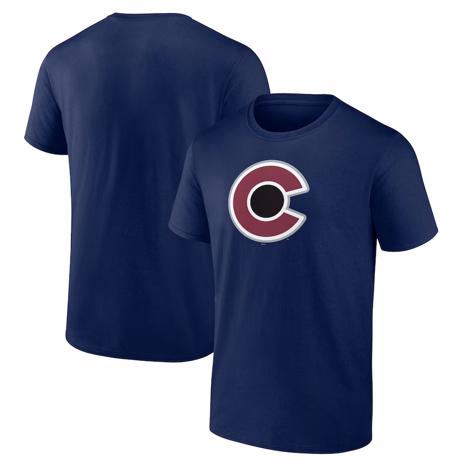 Men's Colorado Avalanche Navy Shoulder Patch Logo T-Shirt - ujerseystore
