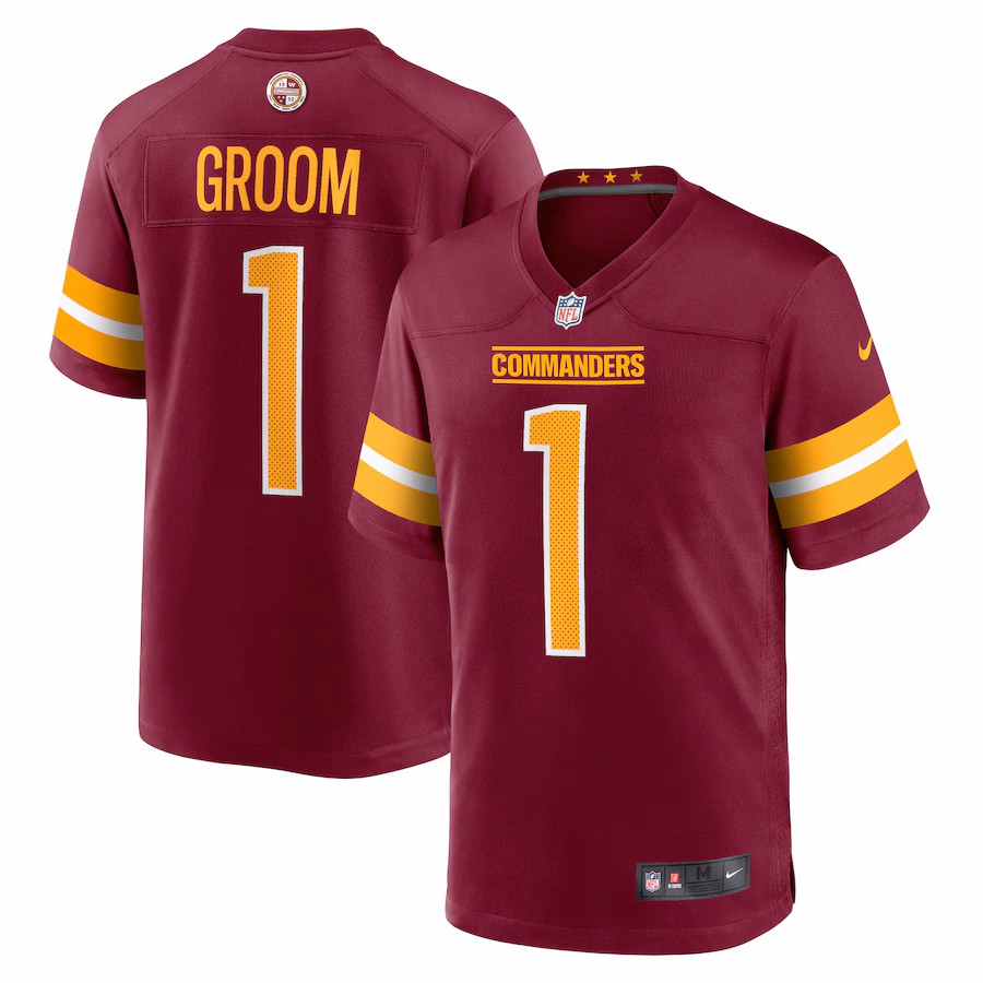 Men's Washington Commanders Number 1 Groom Nike Burgundy Game Jersey - ujerseystore