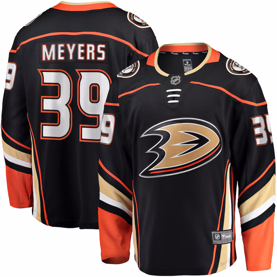 Men's Anaheim Ducks Ben Meyers Fanatics Black Home Premier Breakaway Player Jersey - ujerseystore