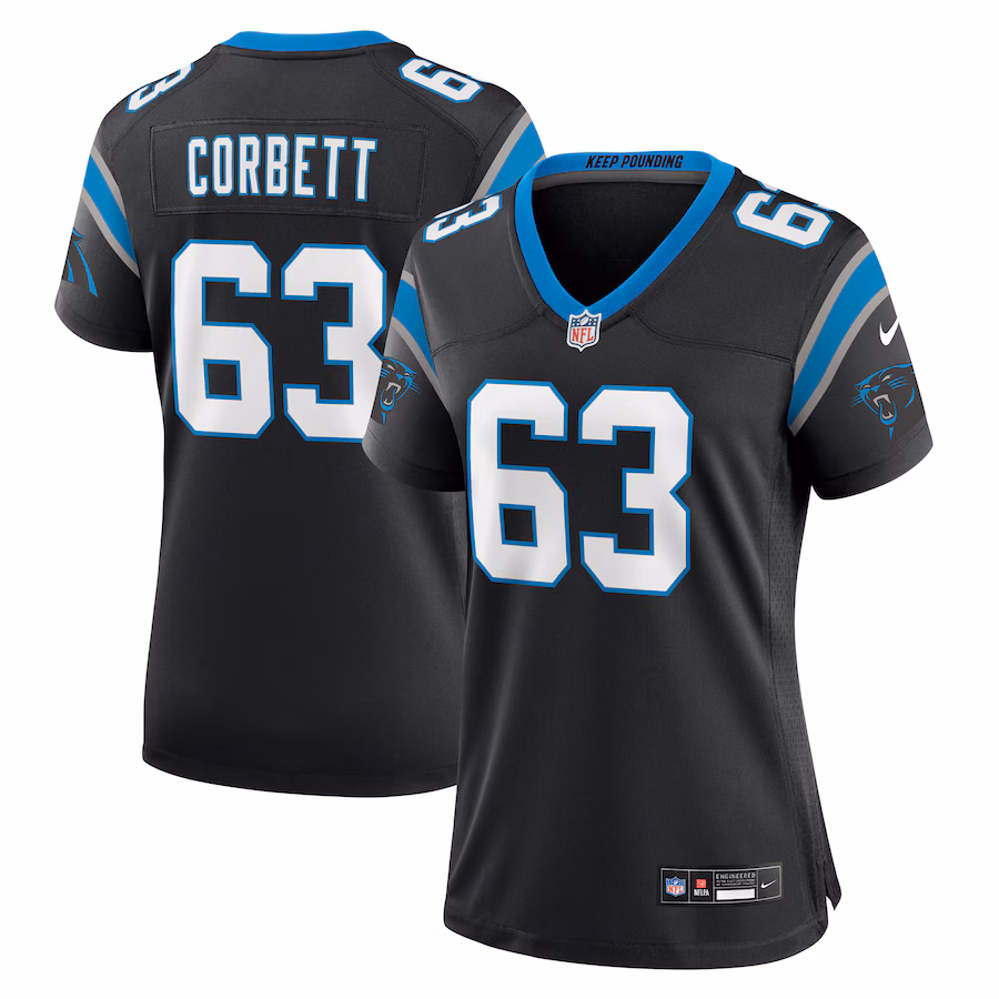 Women's Carolina Panthers Austin Corbett Nike Black Team Game Jersey - ujerseystore