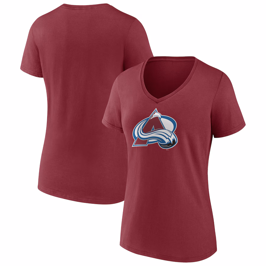 Women's Colorado Avalanche Fanatics Burgundy Primary Logo Team V-Neck T-Shirt - ujerseystore