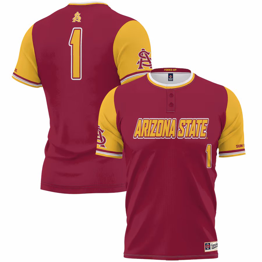 #1 Arizona State Sun Devils GameDay Greats Lightweight Softball Jersey - Maroon - ujerseystore