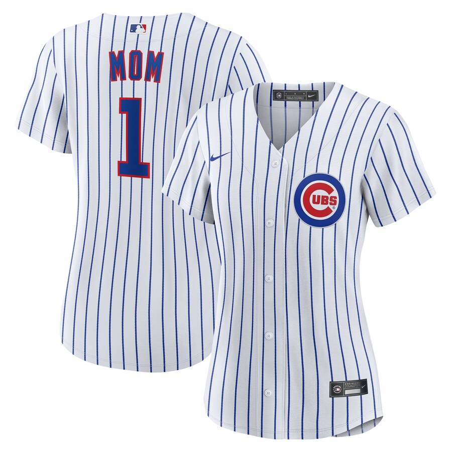 Women's Chicago Cubs Nike White #1 Mom Home Replica Jersey - ujerseystore