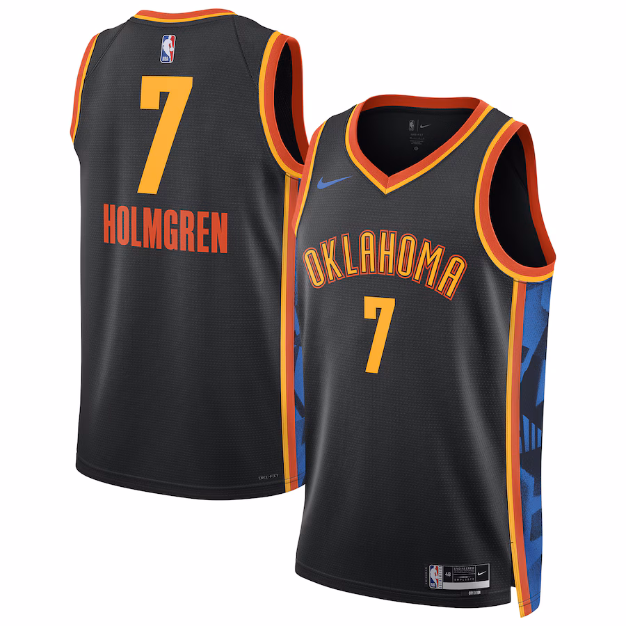 Unisex Oklahoma City Thunder Chet Holmgren Nike Black 2024/25 Swingman Player Jersey - City Edition - ujerseystore