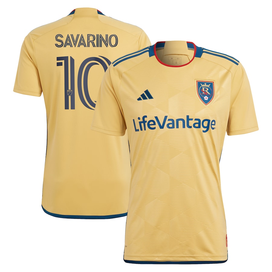 Men's Real Salt Lake Jefferson Savarino adidas Gold 2023 The Beehive State Kit Replica Player Jersey - ujerseystore
