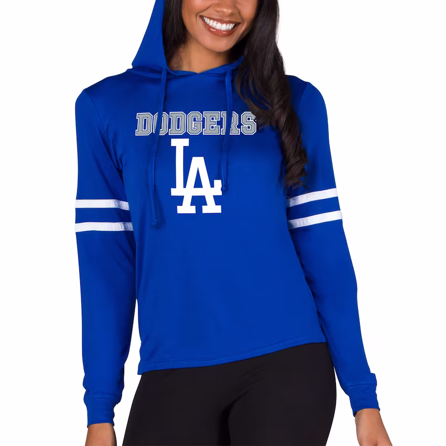 Women's Los Angeles Dodgers Concepts Sport Royal Marathon Lightweight Lounge Pullover Hoodie - ujerseystore