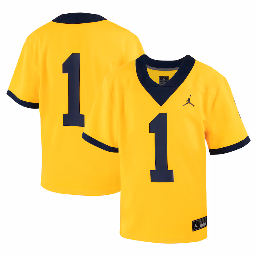 Youth Jordan Brand #1 Maize Michigan Wolverines Untouchable Football Jersey - ujerseystore