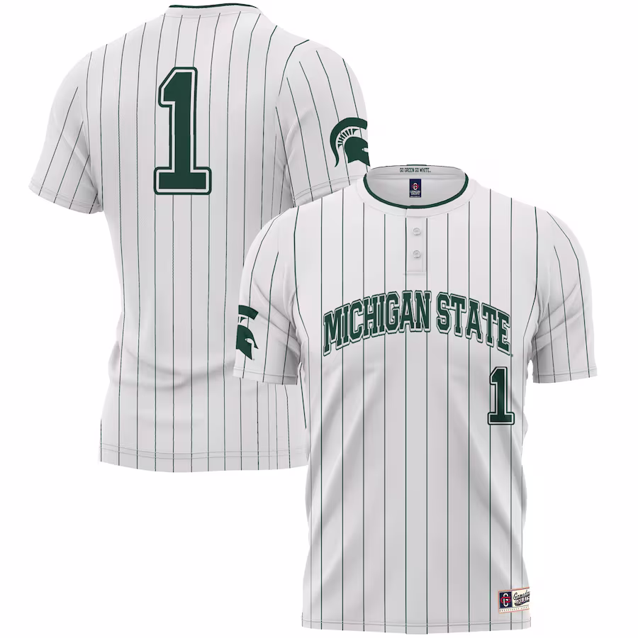 #1 Michigan State Spartans GameDay Greats Youth Lightweight Softball Jersey - White - ujerseystore