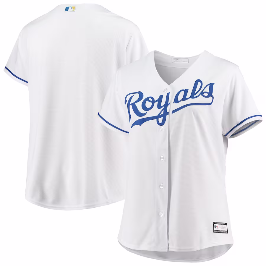 Women's Kansas City Royals White Plus Size Home Replica Team Jersey - ujerseystore