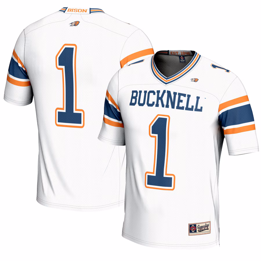 Youth GameDay Greats #1 White Bucknell Bison Endzone Football Jersey - ujerseystore