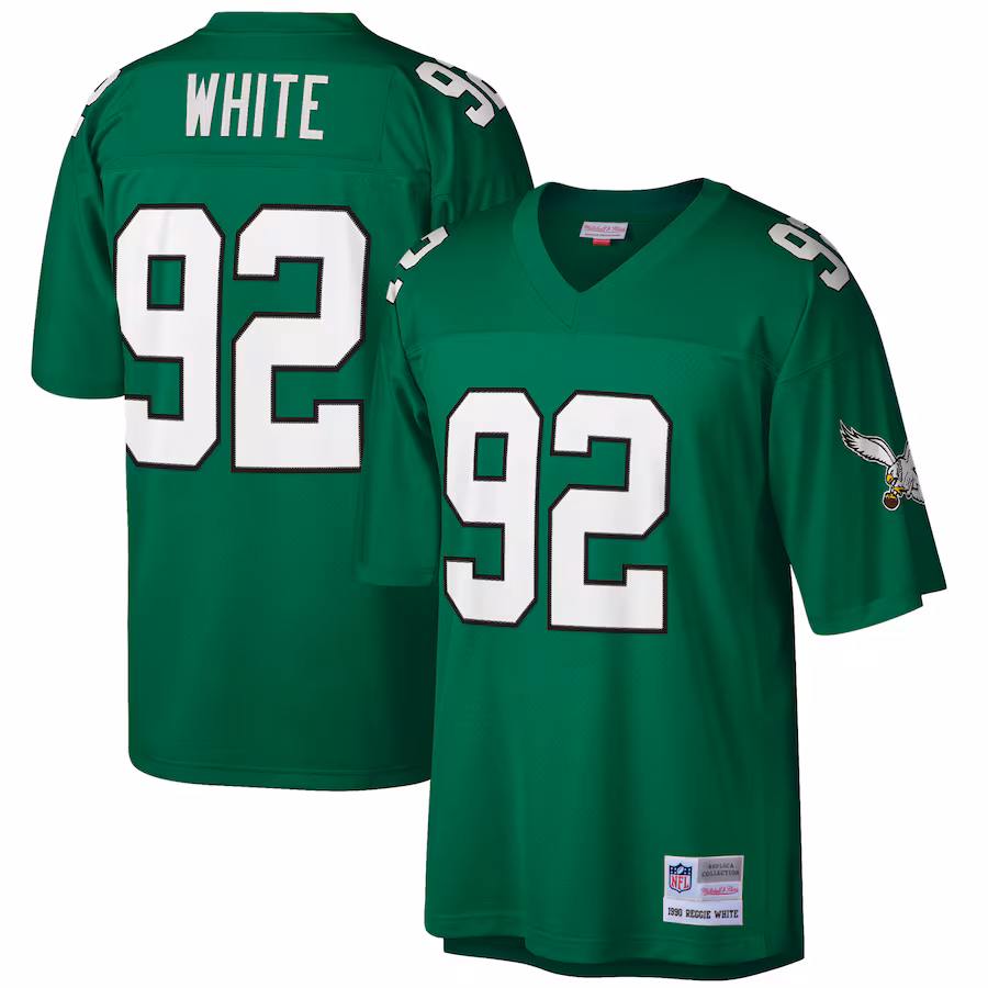Men's Philadelphia Eagles Reggie White Mitchell & Ness Kelly Green Big & Tall 1990 Retired Player Replica Jersey - ujerseystore