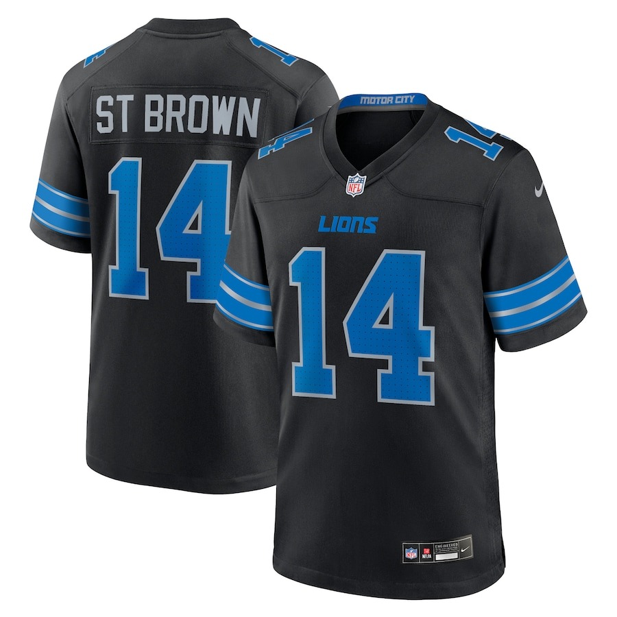 Men's Detroit Lions Amon-Ra St. Brown Nike Black 2nd Alternate Game Jersey - ujerseystore