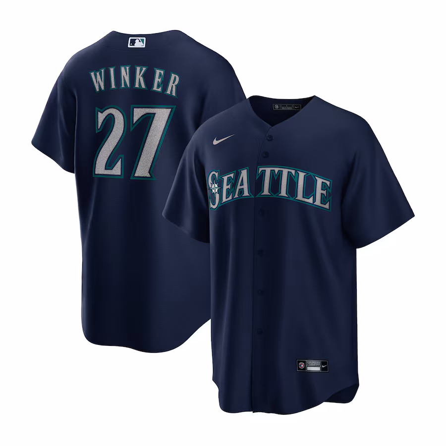 Men's Seattle Mariners Jesse Winker Nike Navy Alternate Replica Player Jersey - ujerseystore