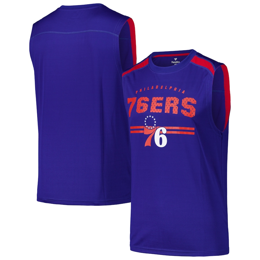 Men's Philadelphia 76ers Fanatics Royal Birdseye Muscle Tank Top - ujerseystore
