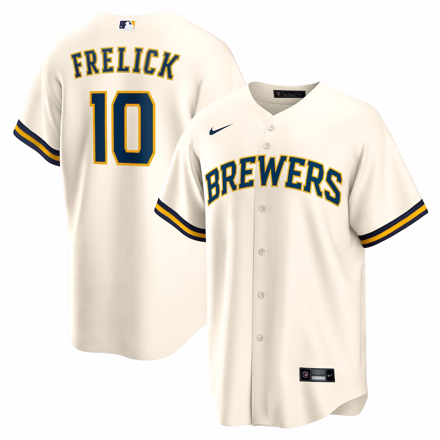 Men's Milwaukee Brewers Sal Frelick Nike Cream Home Replica Player Jersey - ujerseystore
