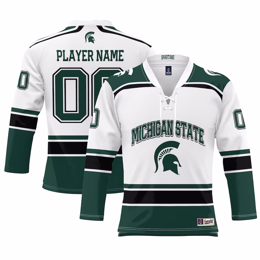 Michigan State Spartans GameDay Greats Youth Ice Hockey Pick-a-Player Jersey - White - ujerseystore