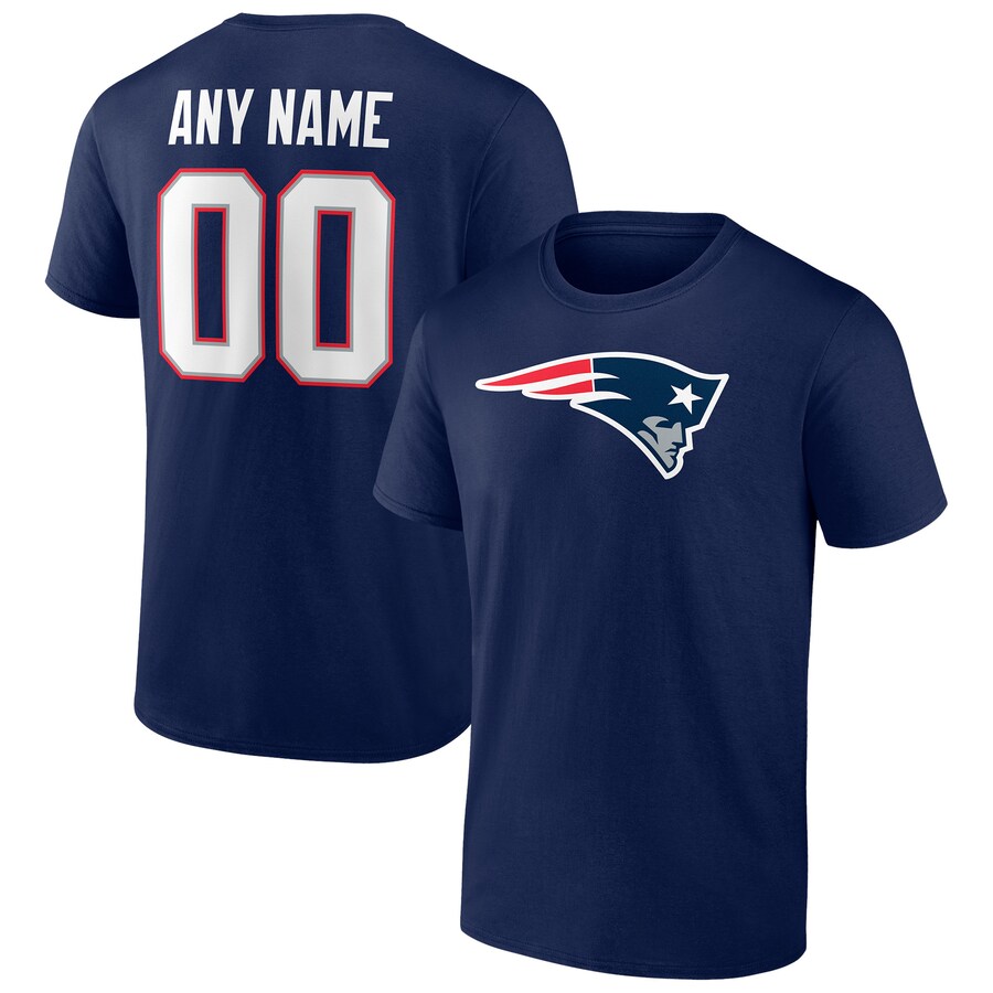 Men's New England Patriots Navy Team Authentic Personalized Name & Number T-Shirt - ujerseystore
