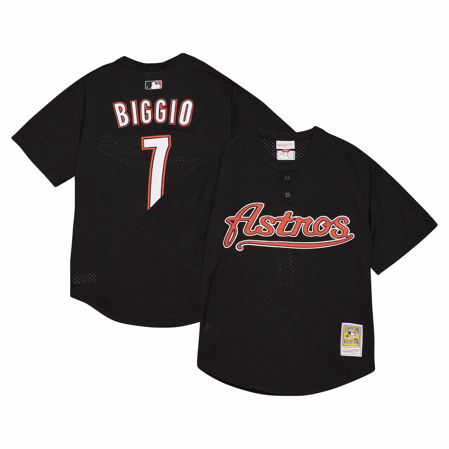 Men's Houston Astros Craig Biggio Profile Black Big & Tall Cooperstown Collection Mesh Batting Practice Jersey - ujerseystore