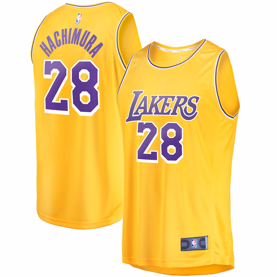 Men's Los Angeles Lakers Rui Hachimura Fanatics Gold Fast Break Player Jersey - Icon Edition - ujerseystore